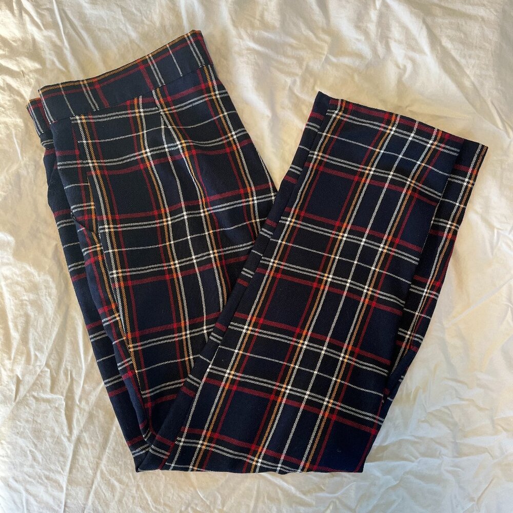 Urban Renewal Pleated Front Plaid Pants, Size: 4, multicolor